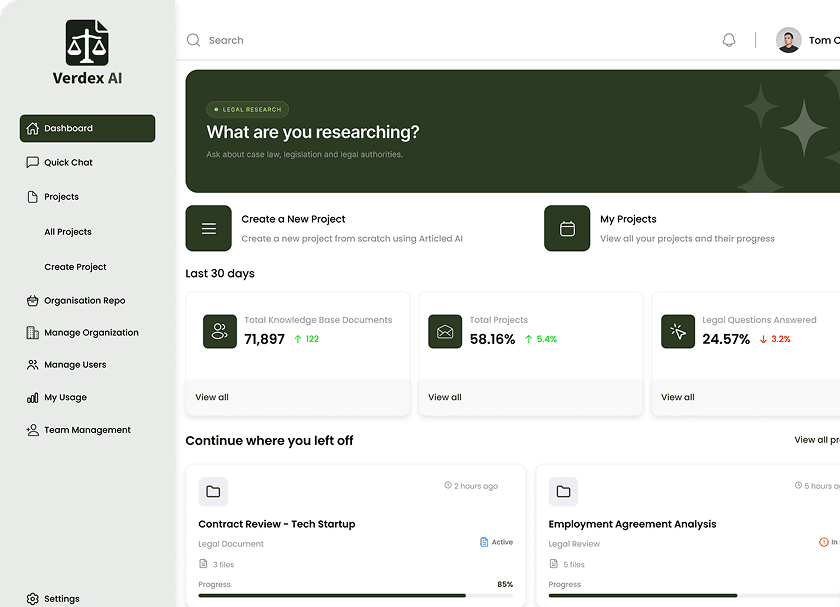 Verdex AI dashboard